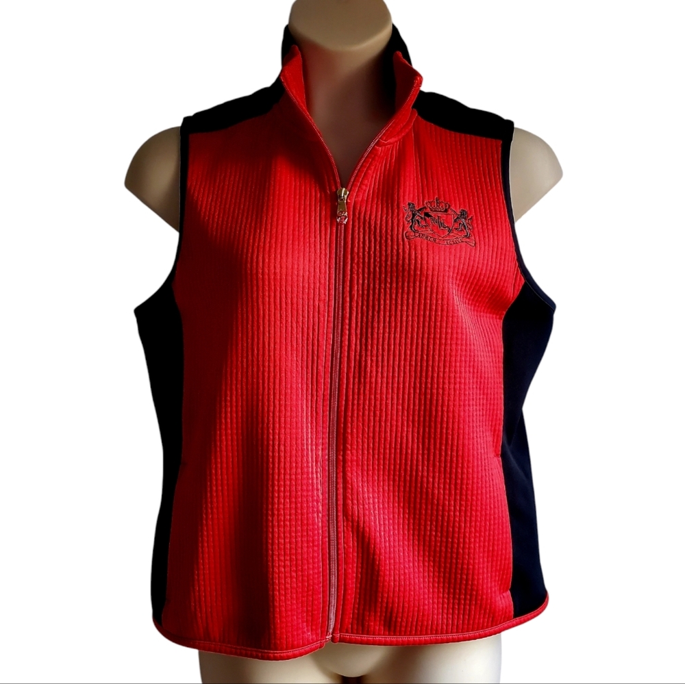 Ralph Lauren Active Full Zip Red Black Sport Vest Womens XL Ribbed Logo …